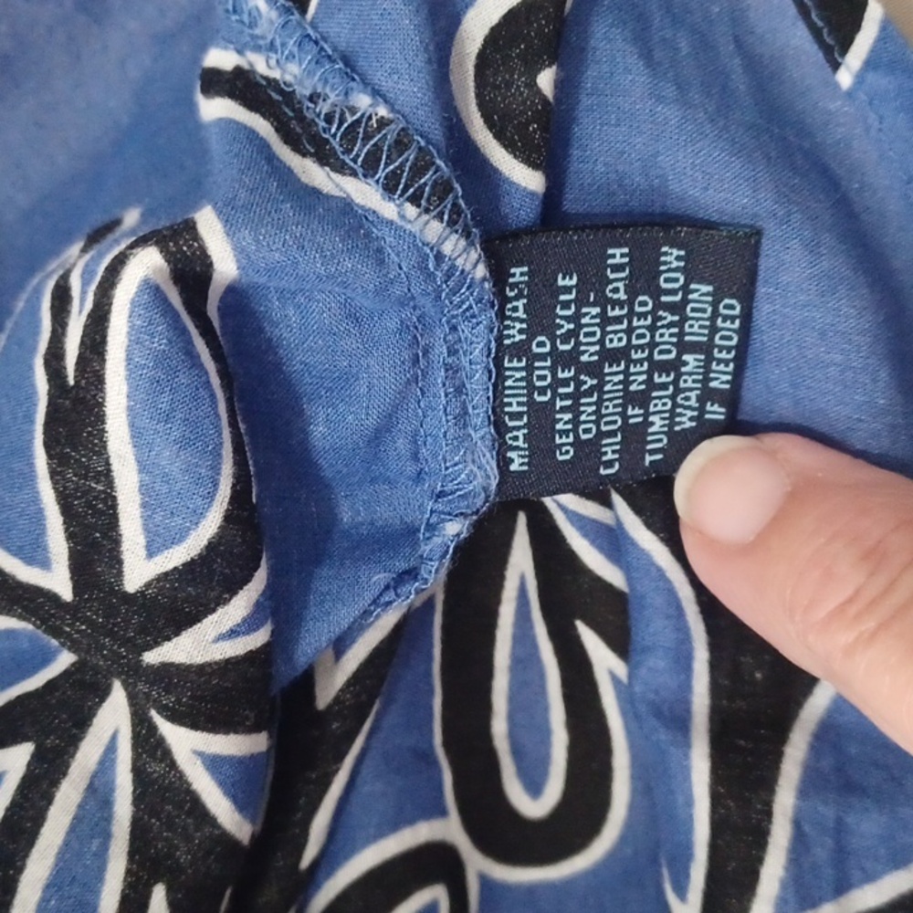 Westbound Blue & Black Floral 100% Cotton Blouse Sz.PXL.3/4 Sleeves.EUC!24"L. - Picture 8 of 9